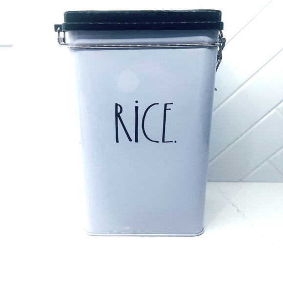 NEW Rae Dunn Metal Tin “Rice” Blk and White - Picture 2 of 3